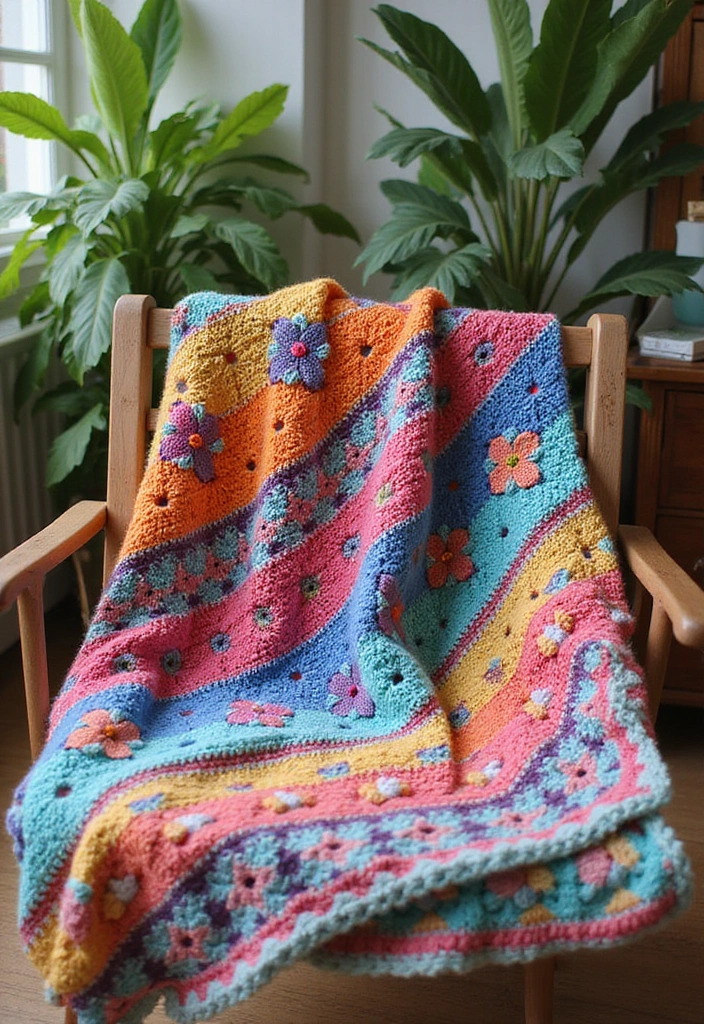 25 Colorful Crochet Patterns for Baby Blankets - 14. Colorful Tapestry