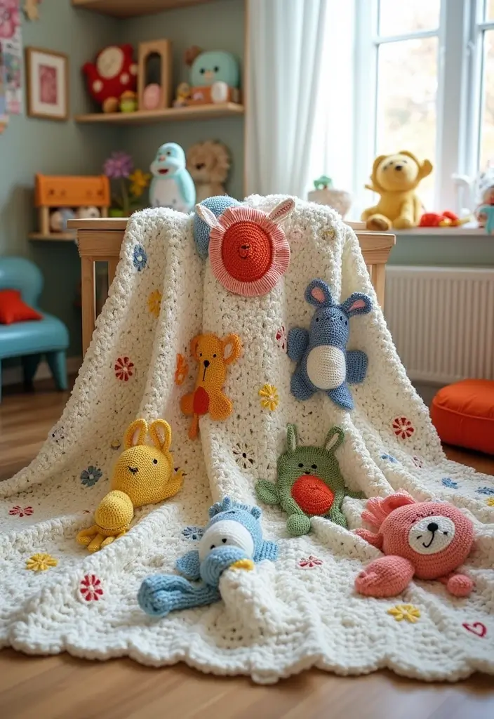 25 Colorful Crochet Patterns for Baby Blankets - 19. Adorable Animal Pals