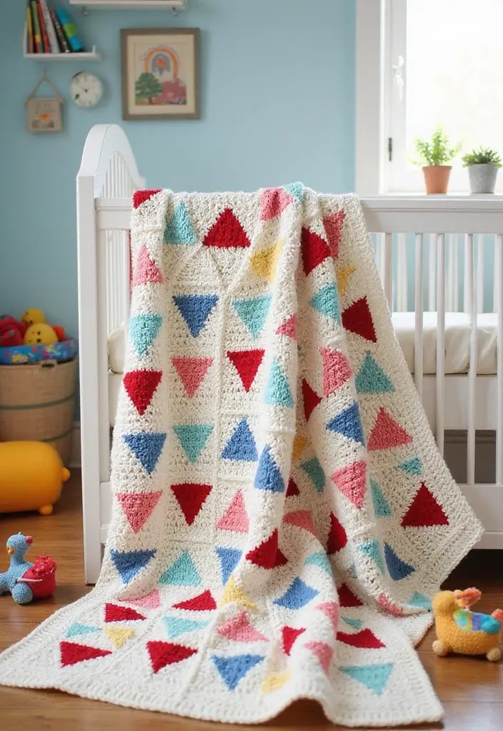 25 Colorful Crochet Patterns for Baby Blankets - 23. Fun Flag Pattern