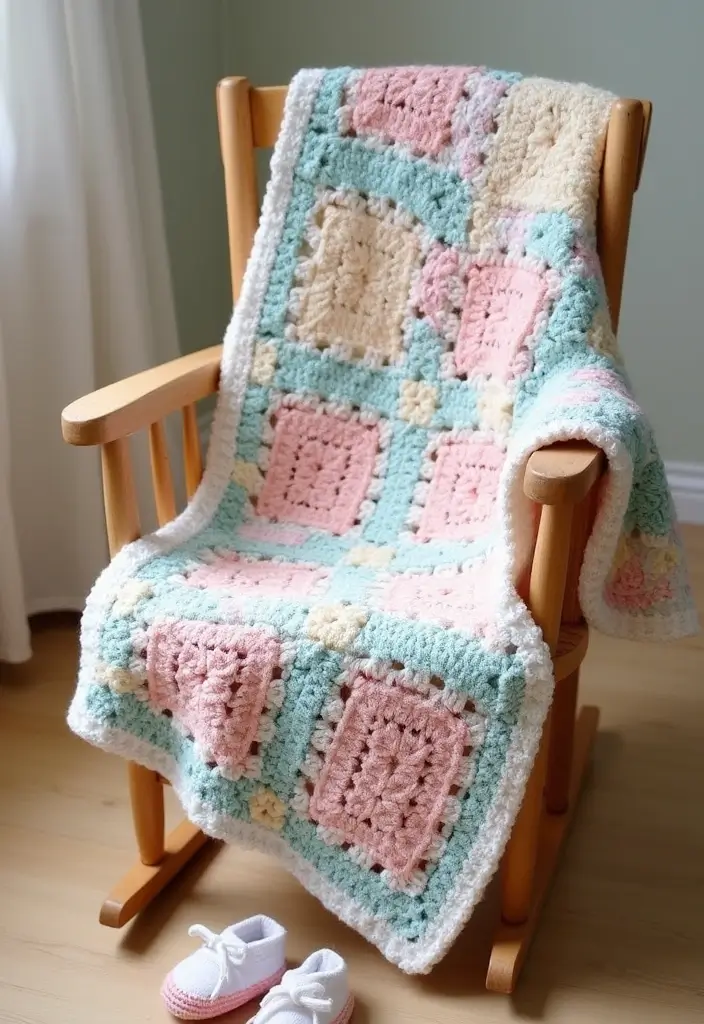25 Colorful Crochet Patterns for Baby Blankets - 3. Pastel Patchwork