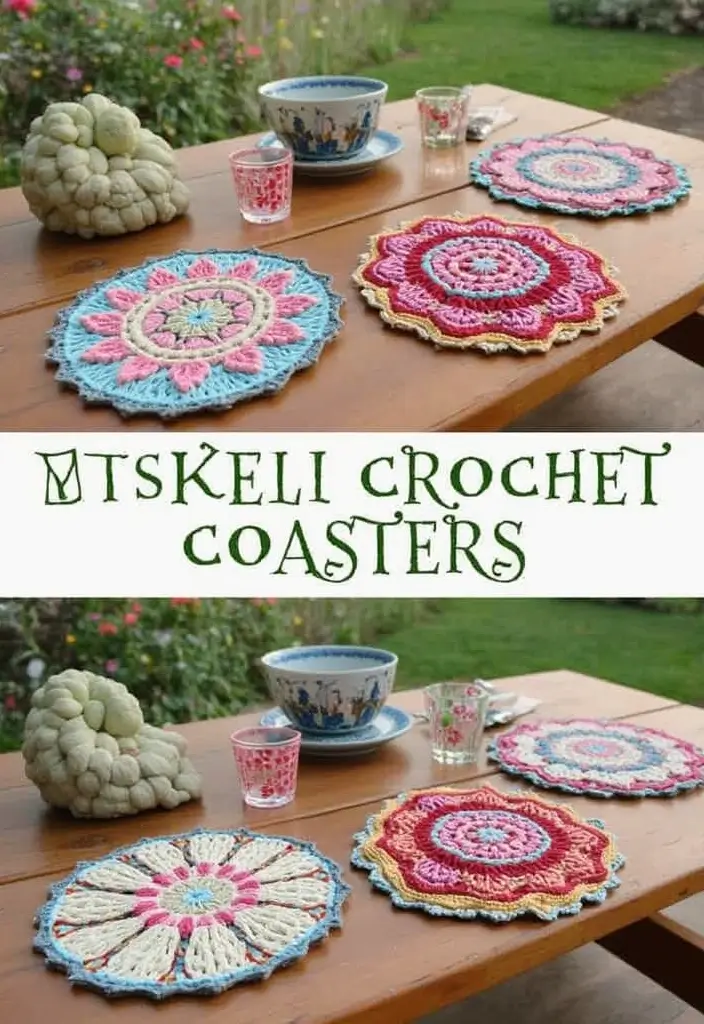 25 Crochet Coasters Free Pattern Ideas for Home Decor and Gifts - 16. Reversible Coasters