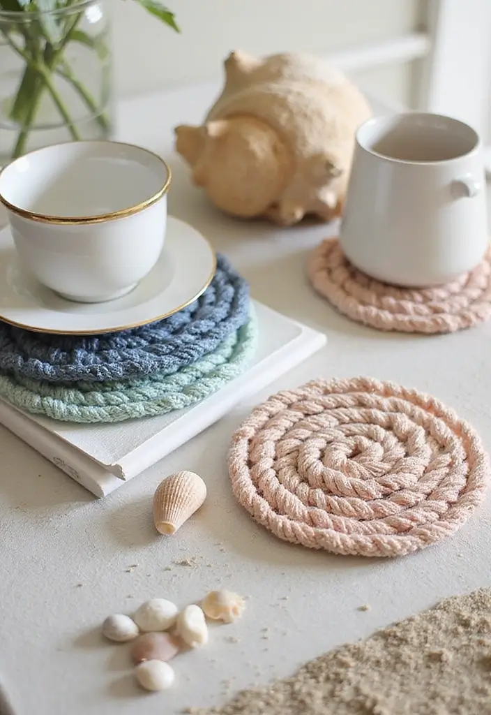 25 Crochet Coasters Free Pattern Ideas for Home Decor and Gifts - 20. Twisted Shell Coasters