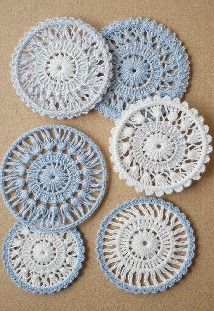 25 Crochet Coasters Free Pattern Ideas for Home Decor and Gifts - 23. Stitched Border Coasters