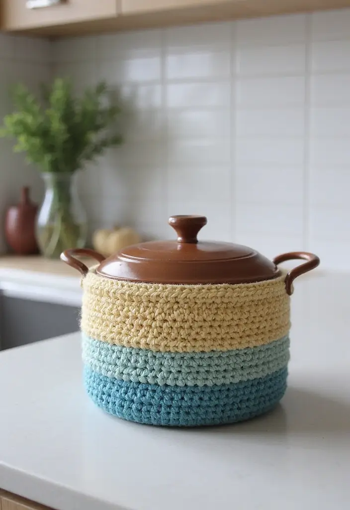 25 Crochet Pot Holders Free Pattern Ideas for Kitchen Decor and Gifting - 11. Ombre Pot Holder