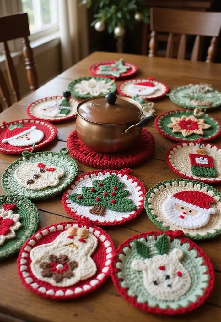 25 Crochet Pot Holders Free Pattern Ideas for Kitchen Decor and Gifting - 14. Holiday-Themed Pot Holders