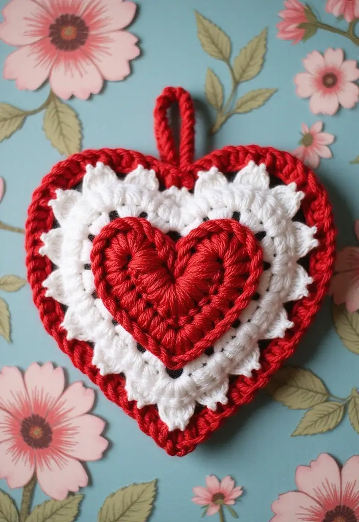 25 Crochet Pot Holders Free Pattern Ideas for Kitchen Decor and Gifting - 6. Heart-Shaped Pot Holder
