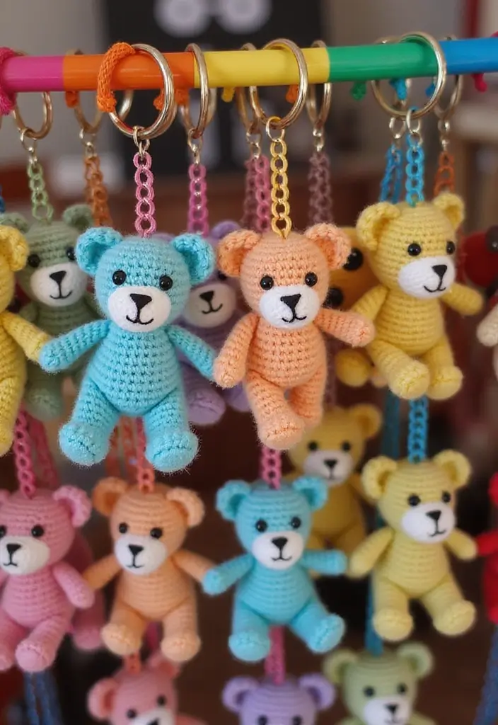 25 Cute Crochet Teddy Bear Pattern Free Ideas Perfect for Handmade Gifts - 11. Teddy Bear Keychain
