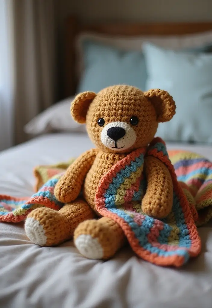 25 Cute Crochet Teddy Bear Pattern Free Ideas Perfect for Handmade Gifts - 14. Teddy Bear in a Blanket
