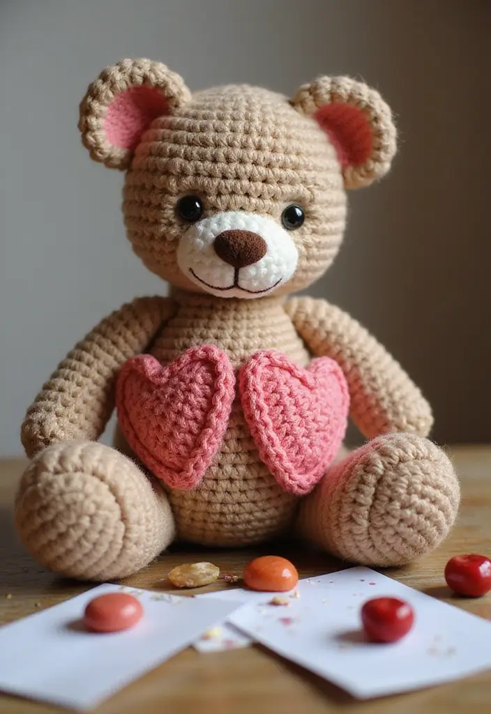 25 Cute Crochet Teddy Bear Pattern Free Ideas Perfect for Handmade Gifts - 16. Teddy Bear with Heart Pockets