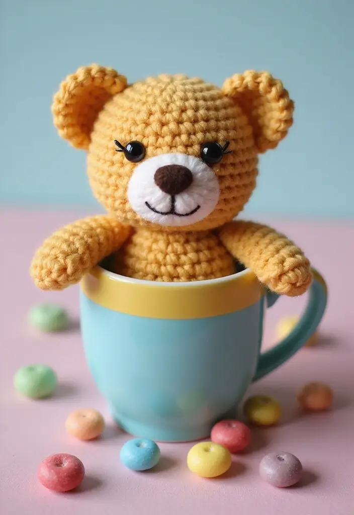 25 Cute Crochet Teddy Bear Pattern Free Ideas Perfect for Handmade Gifts - 18. Teddy Bear in a Cup