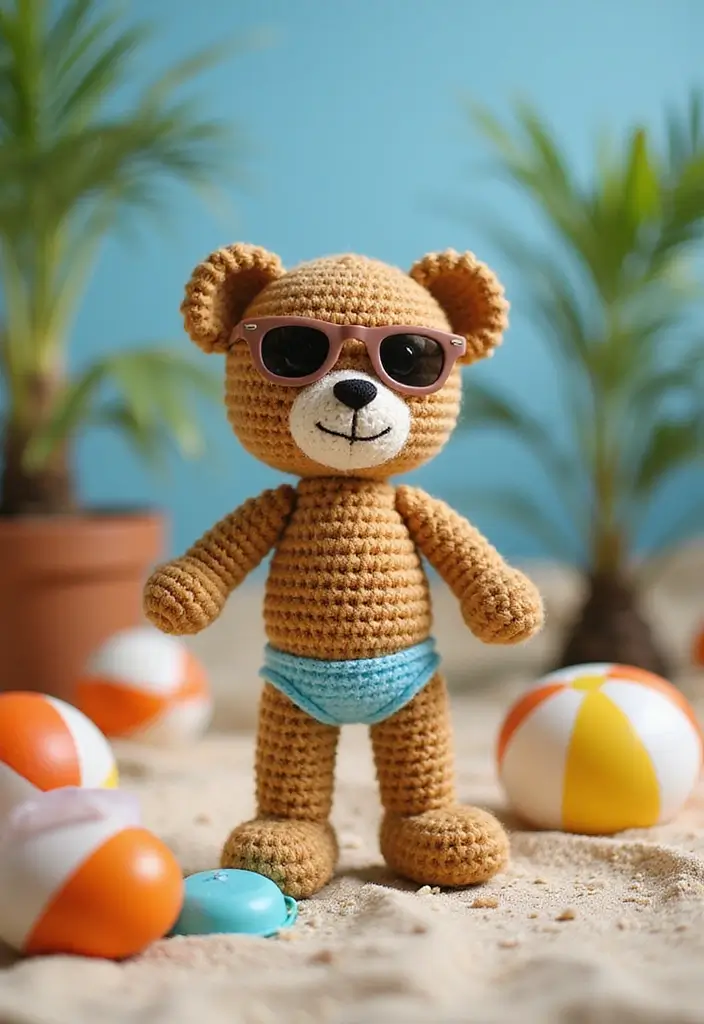 25 Cute Crochet Teddy Bear Pattern Free Ideas Perfect for Handmade Gifts - 19. Beach-Themed Teddy Bear