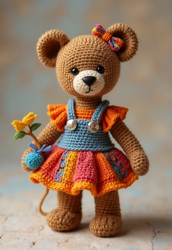 25 Cute Crochet Teddy Bear Pattern Free Ideas Perfect for Handmade Gifts - 21. Teddy Bear in a Dress
