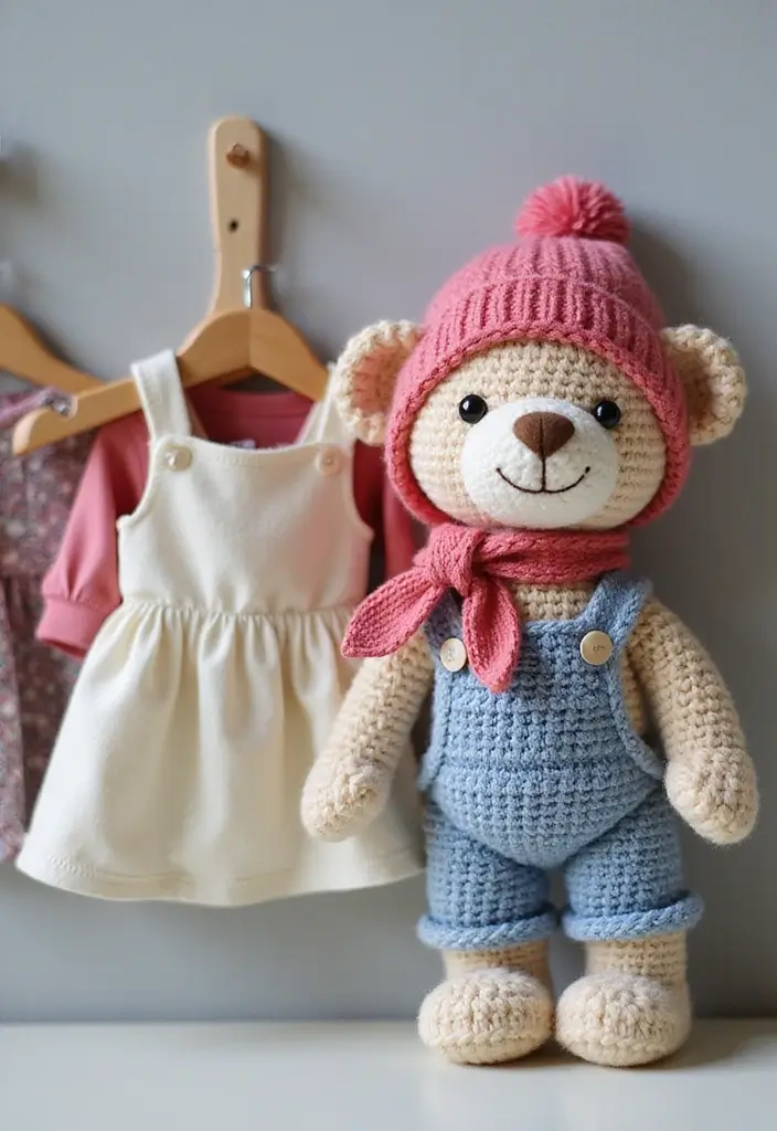 25 Cute Crochet Teddy Bear Pattern Free Ideas Perfect for Handmade Gifts - 9. Teddy Bear with Outfit Changes