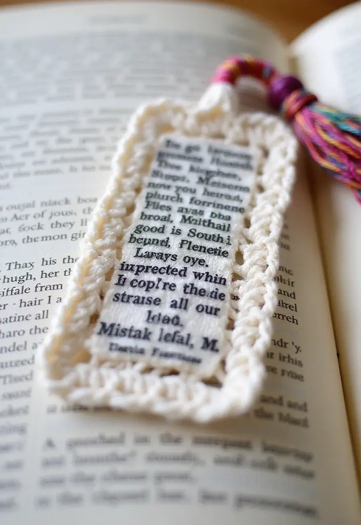 25 Cute and Creative Crochet Bookmarks Free Patterns for Book Lovers - 1. Literary Quote Bookmark