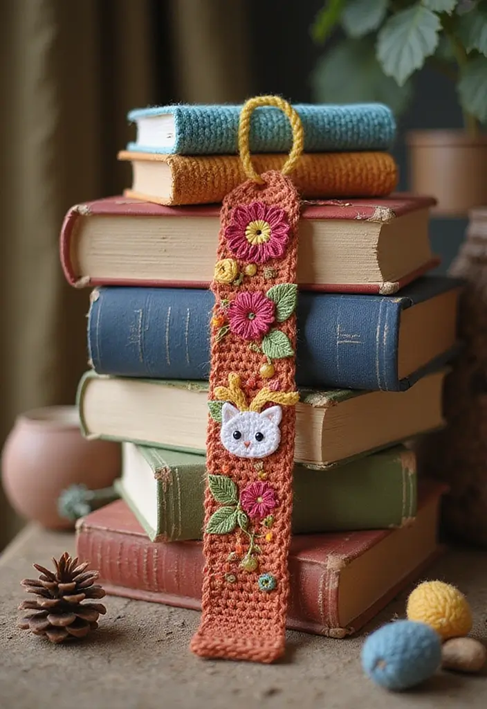 25 Cute and Creative Crochet Bookmarks Free Patterns for Book Lovers - 15. Stacked Book Bookmark
