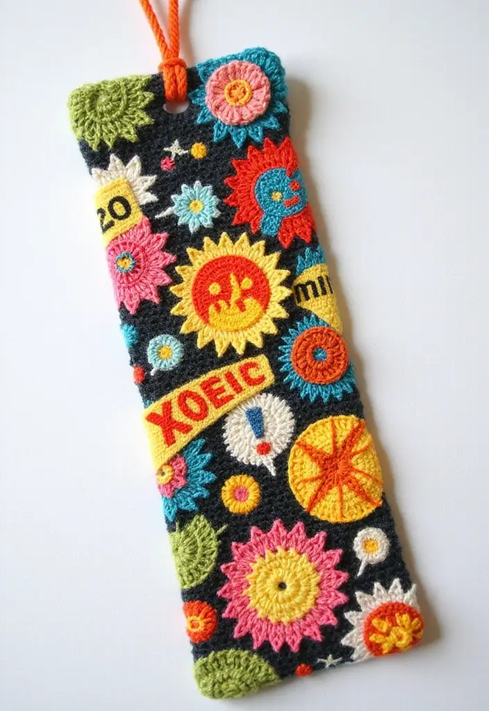 25 Cute and Creative Crochet Bookmarks Free Patterns for Book Lovers - 22. Vintage Comic Bookmark