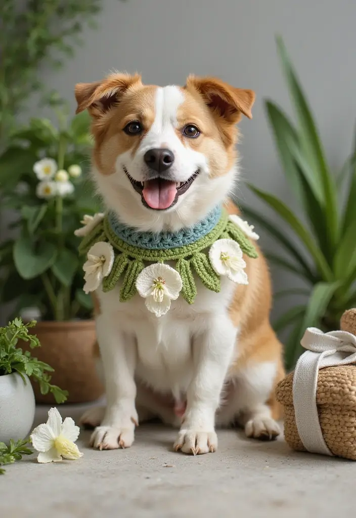 25 Delicate Lily of the Valley Crochet Ideas for Floral Decor and Lace Edging - 19. Crochet Pet Accessories