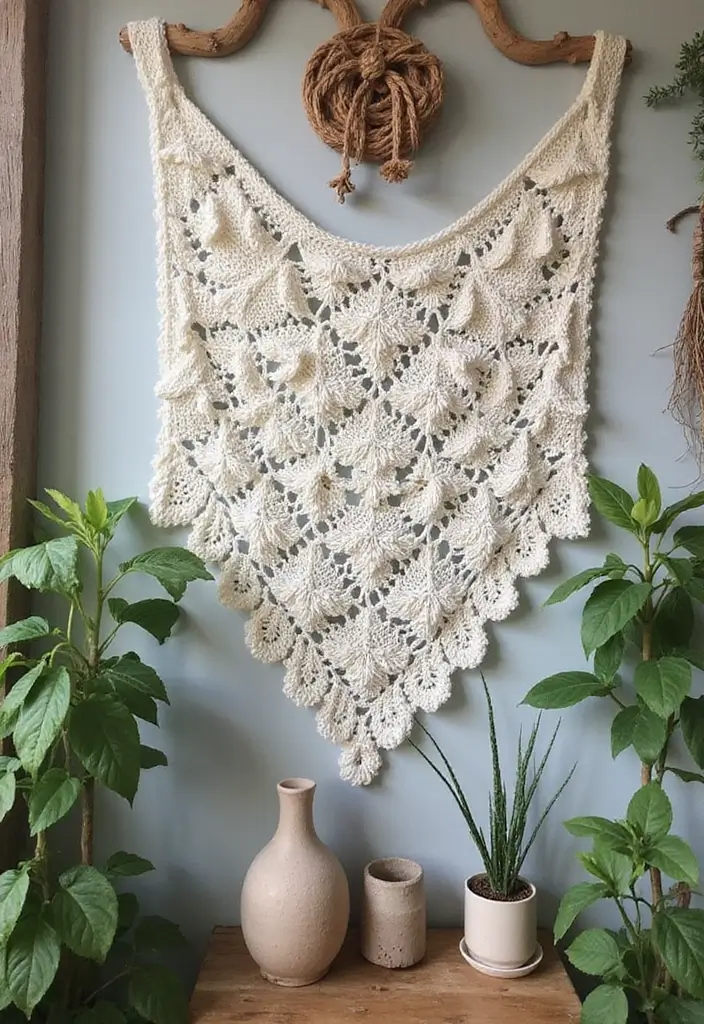 25 Delicate Lily of the Valley Crochet Ideas for Floral Decor and Lace Edging - 6. Crochet Sectional Wall Hanger
