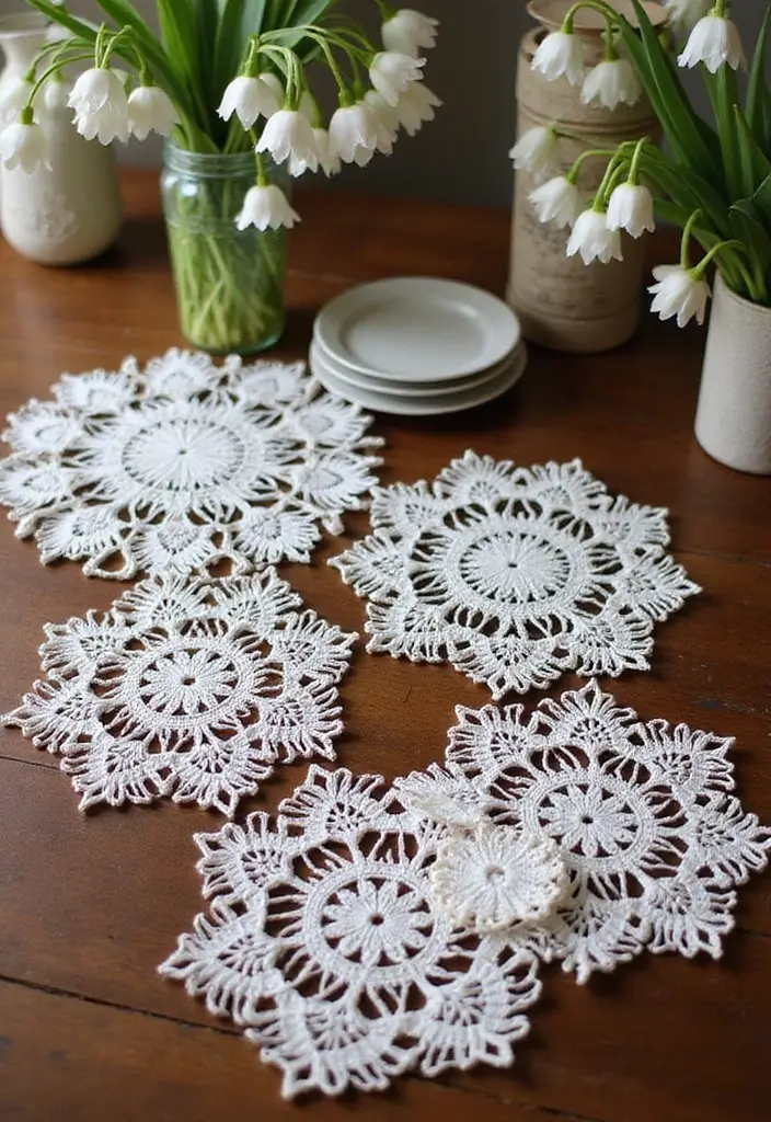 25 Delicate Lily of the Valley Crochet Ideas for Floral Decor and Lace Edging - 7. Delicate Crochet Doilies