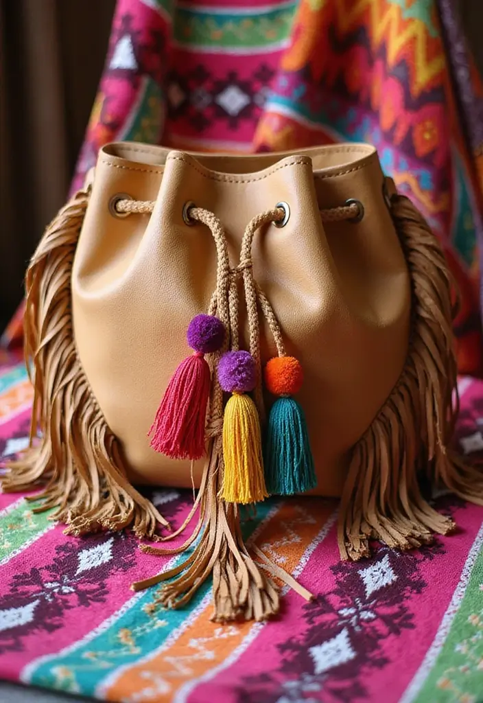 25 Mosaic Crochet Patterns Free Charts for Blankets - 14. Funky Fringe Bag