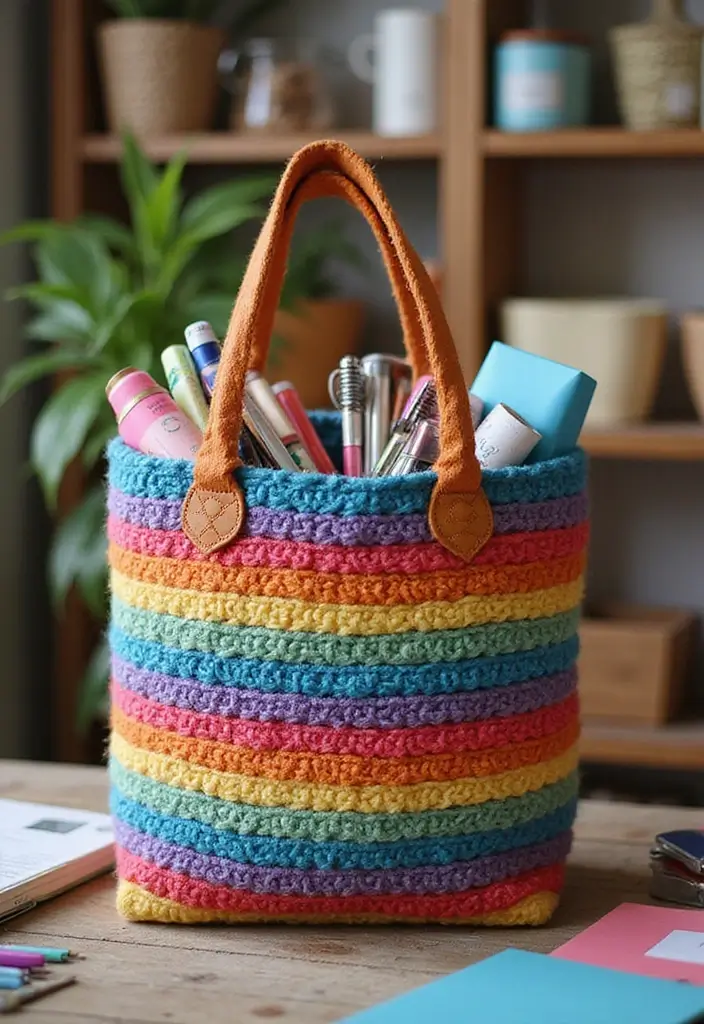 25 Mosaic Crochet Patterns Free Charts for Blankets - 16. Vibrant Basket Bag