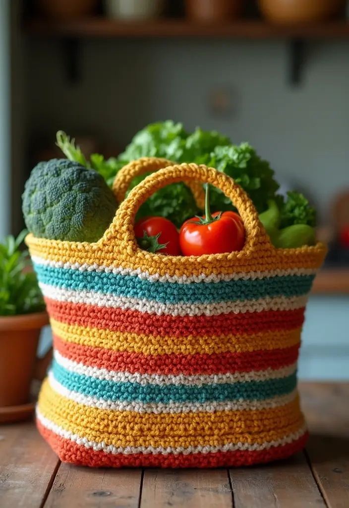 25 Mosaic Crochet Patterns Free Charts for Blankets - 4. The Classic Mosaic Market Bag