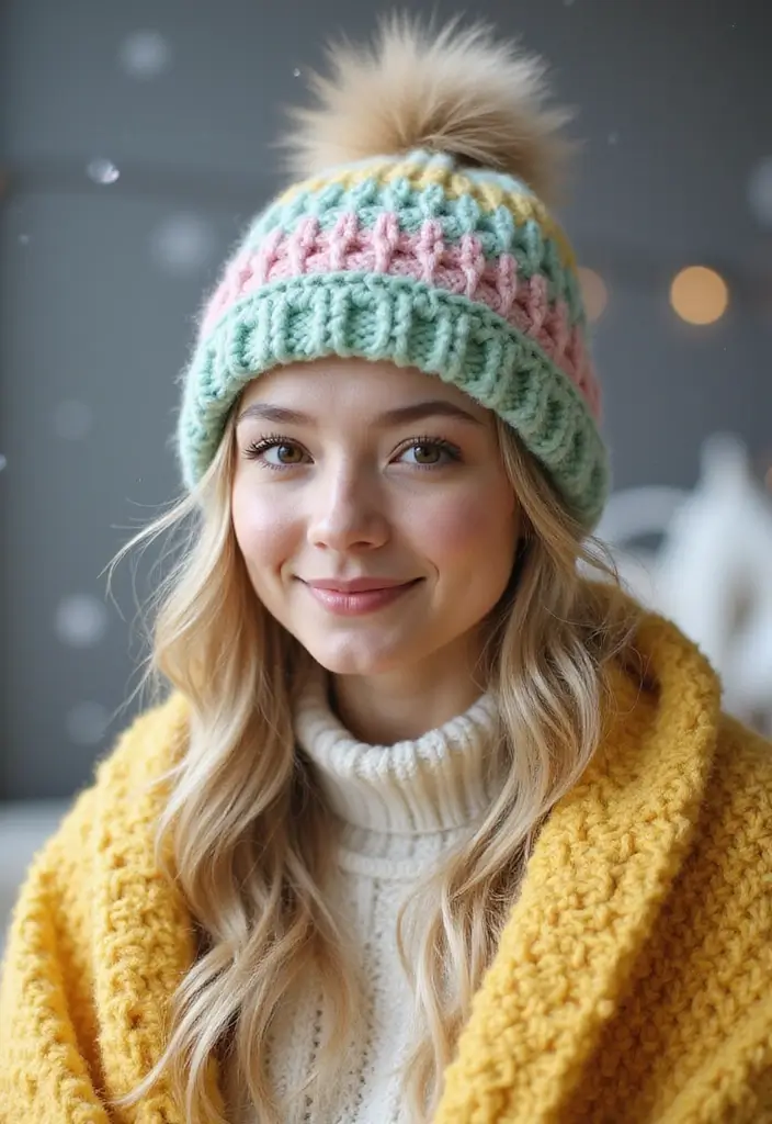 25 Quick and Cute Crochet Beanie Pattern Free Ideas for All Ages - 15. Cozy Pom-Pom Beanie