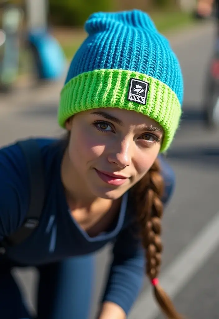 25 Quick and Cute Crochet Beanie Pattern Free Ideas for All Ages - 19. Sporty Beanie with Logo