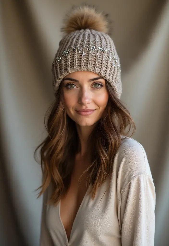 25 Quick and Cute Crochet Beanie Pattern Free Ideas for All Ages - 23. Rhinestone Accent Beanie