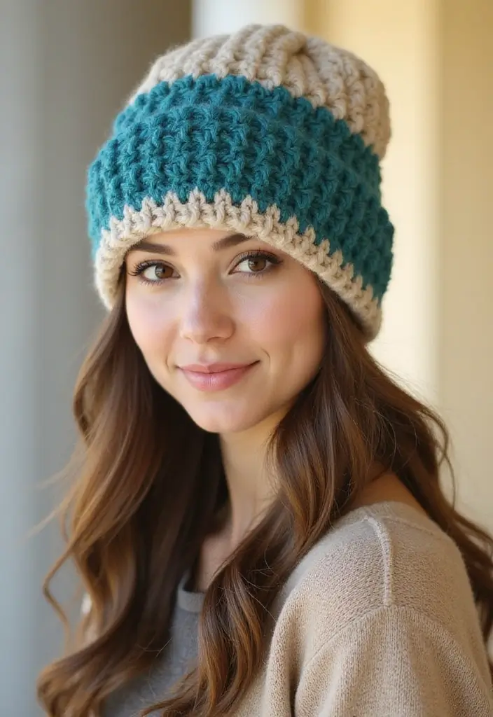 25 Quick and Cute Crochet Beanie Pattern Free Ideas for All Ages - 24. Reversible Beanie
