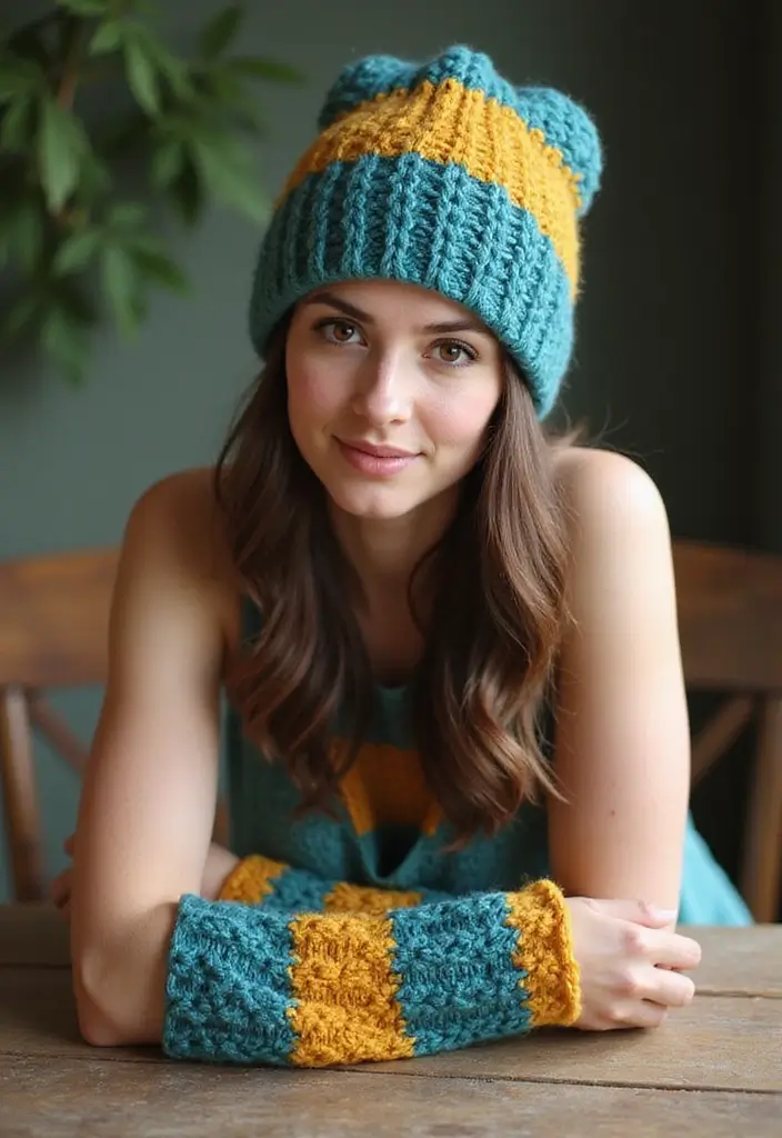 25 Quick and Cute Crochet Beanie Pattern Free Ideas for All Ages - 9. Two-Tone Striped Beanie