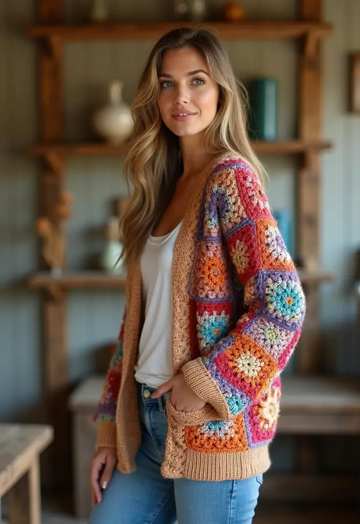 25 Stylish Crochet Cardigan Patterns: Free Women Designs for Every Season - 2. Chic Granny Square Cardigan