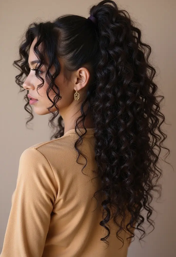 25 Stylish Curly Crochet Hair Styles for Bold and Voluminous Looks - 16. Twisted Ponytail