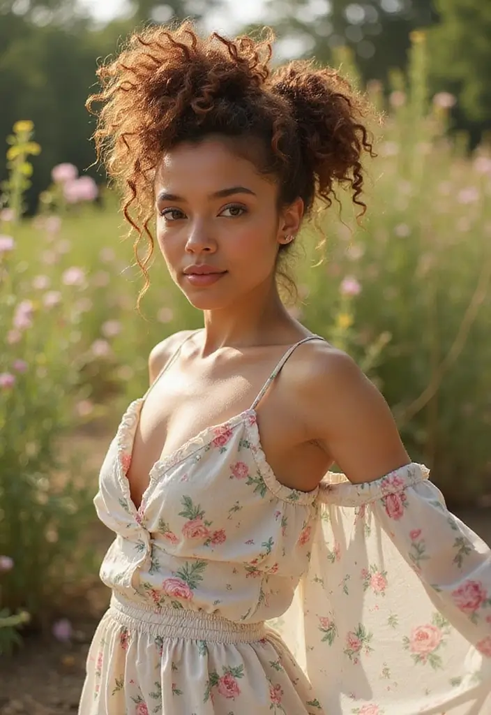 25 Stylish Curly Crochet Hair Styles for Bold and Voluminous Looks - 24. Messy Bun with Curls