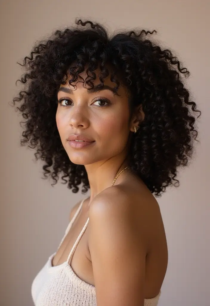 25 Stylish Curly Crochet Hair Styles for Bold and Voluminous Looks - 8. Curly Bangs