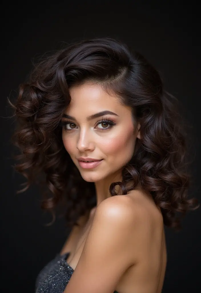 25 Stylish Curly Crochet Hair Styles for Bold and Voluminous Looks - 9. Side-Swept Curls