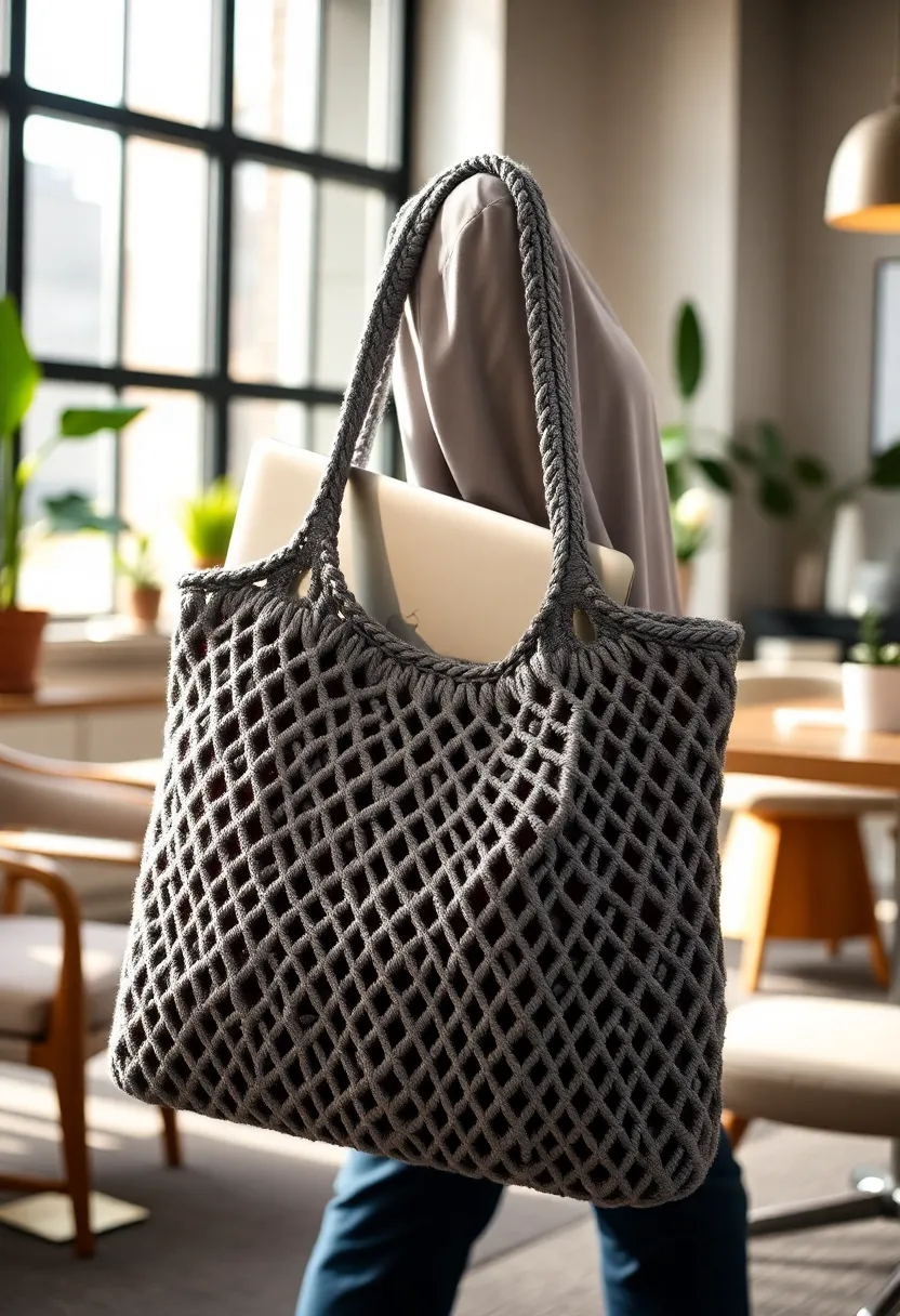 25 Stylish and Practical Crochet Tote Bags Free Patterns for Everyday Fashion - 16. The Work Tote