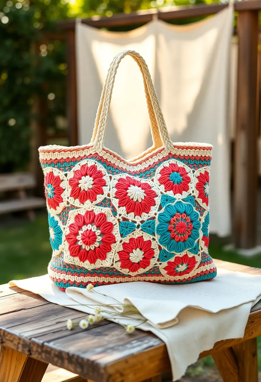 25 Stylish and Practical Crochet Tote Bags Free Patterns for Everyday Fashion - 25. The Inspired Motif Tote