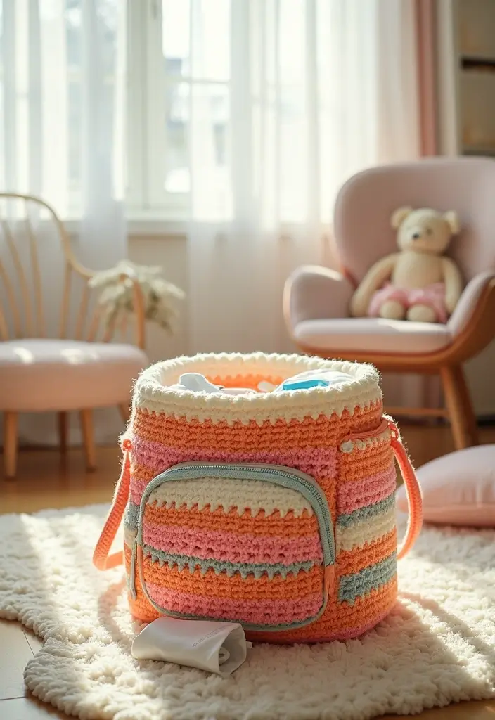 25 Stylish and Practical Crochet Tote Bags Free Patterns for Everyday Fashion - 8. The Cozy Diaper Bag
