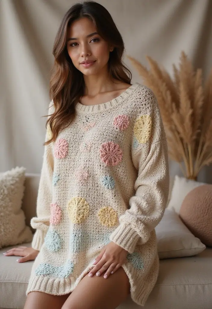 25 Trendy Crochet Tops Free Patterns Perfect for Festivals and Daily Wear - 19. Tunic Sweater