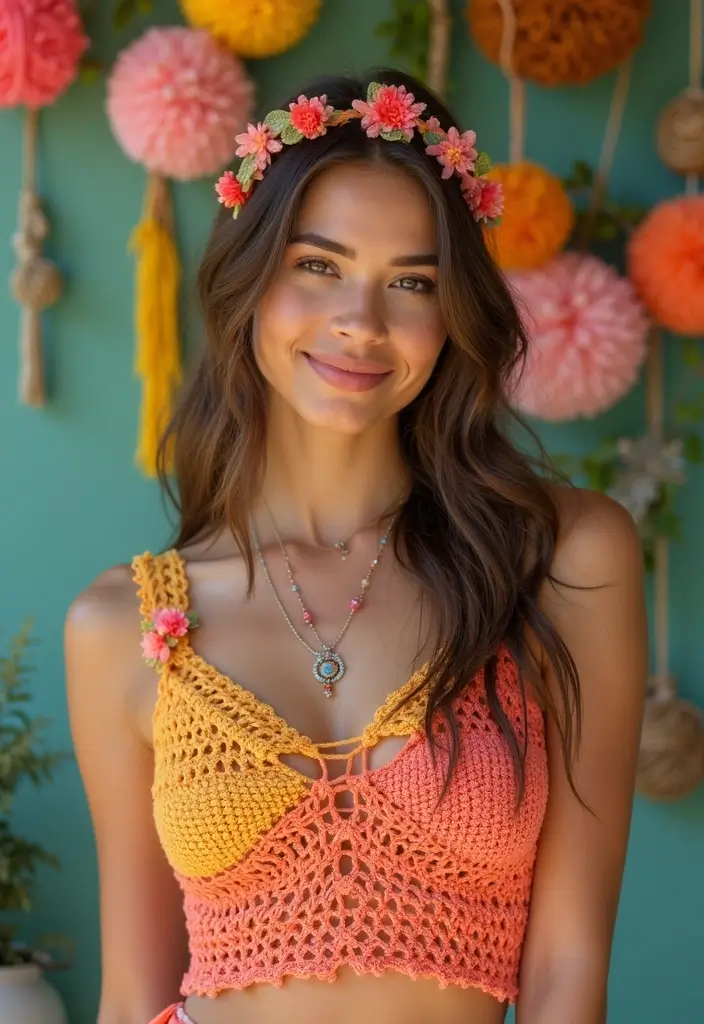 25 Trendy Crochet Tops Free Patterns Perfect for Festivals and Daily Wear - 22. Two-Tone Design