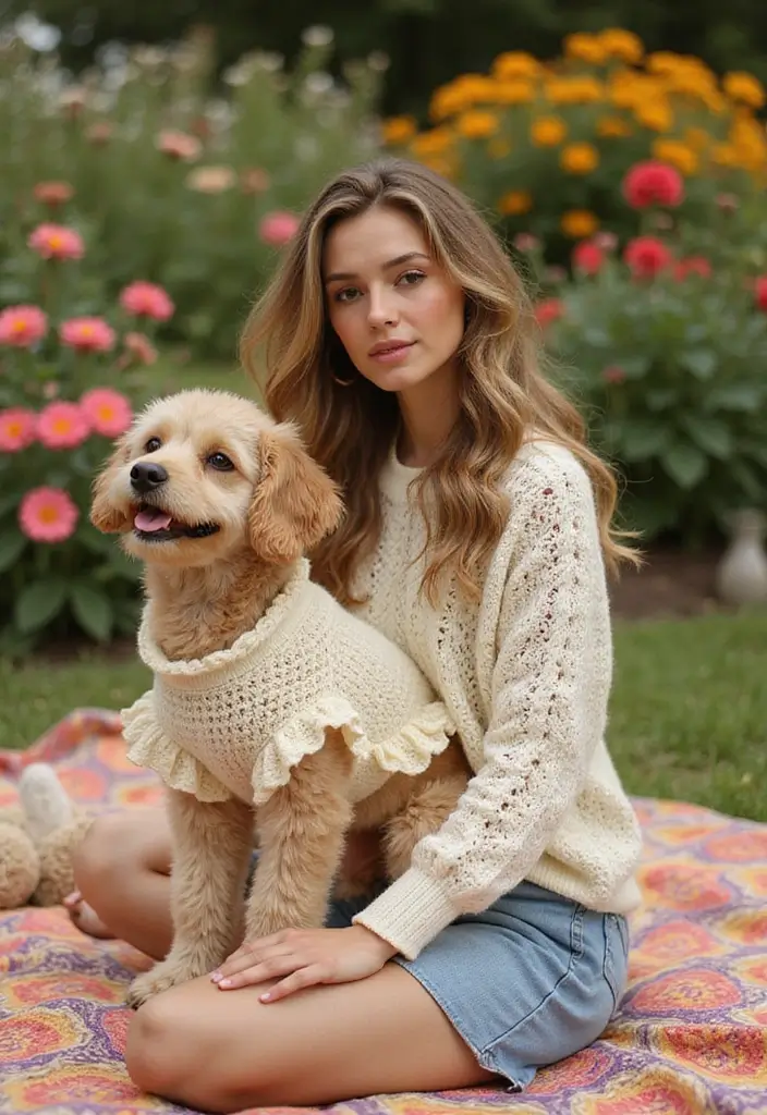 26 Adorable Crochet Dog Sweater Free Pattern Ideas for Every Size and Breed - 13. The Ruffled Edges Sweater