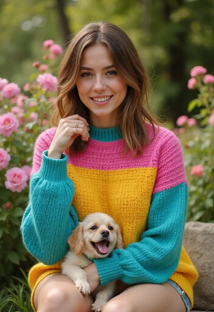 26 Adorable Crochet Dog Sweater Free Pattern Ideas for Every Size and Breed - 18. The Color Block Sweater