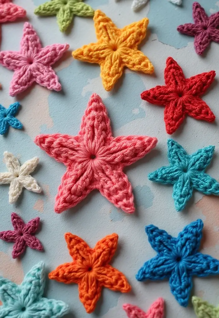 27 Bright and Beautiful Tutorials on How to Crochet a Star in Different Sizes - 15. Star Appliqués