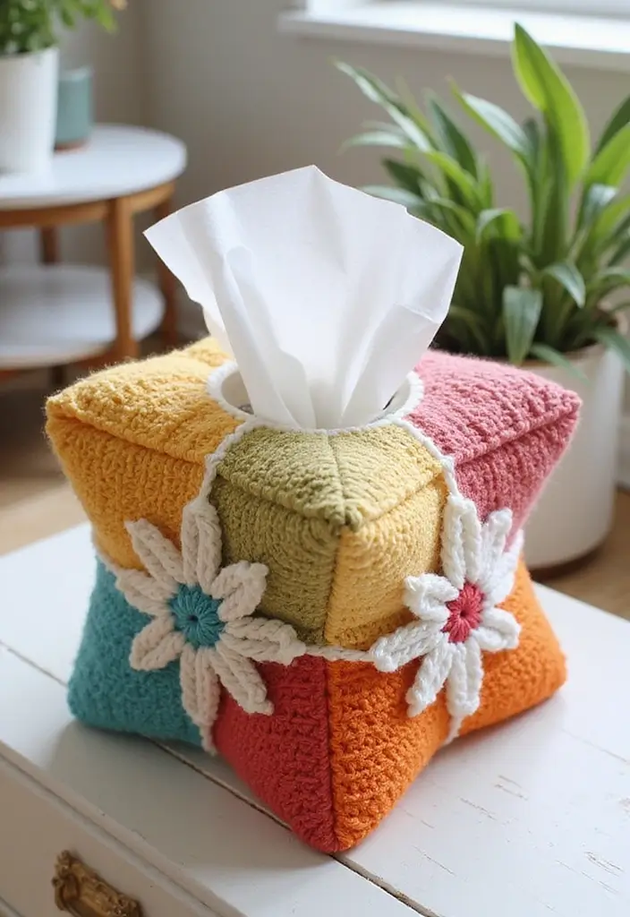 27 Bright and Beautiful Tutorials on How to Crochet a Star in Different Sizes - 21. Star Tissue Box Cover