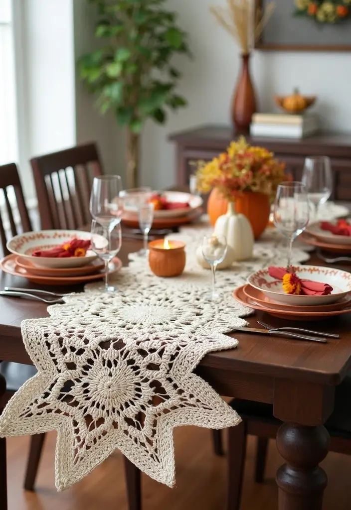 27 Bright and Beautiful Tutorials on How to Crochet a Star in Different Sizes - 23. Crochet Star Table Runner