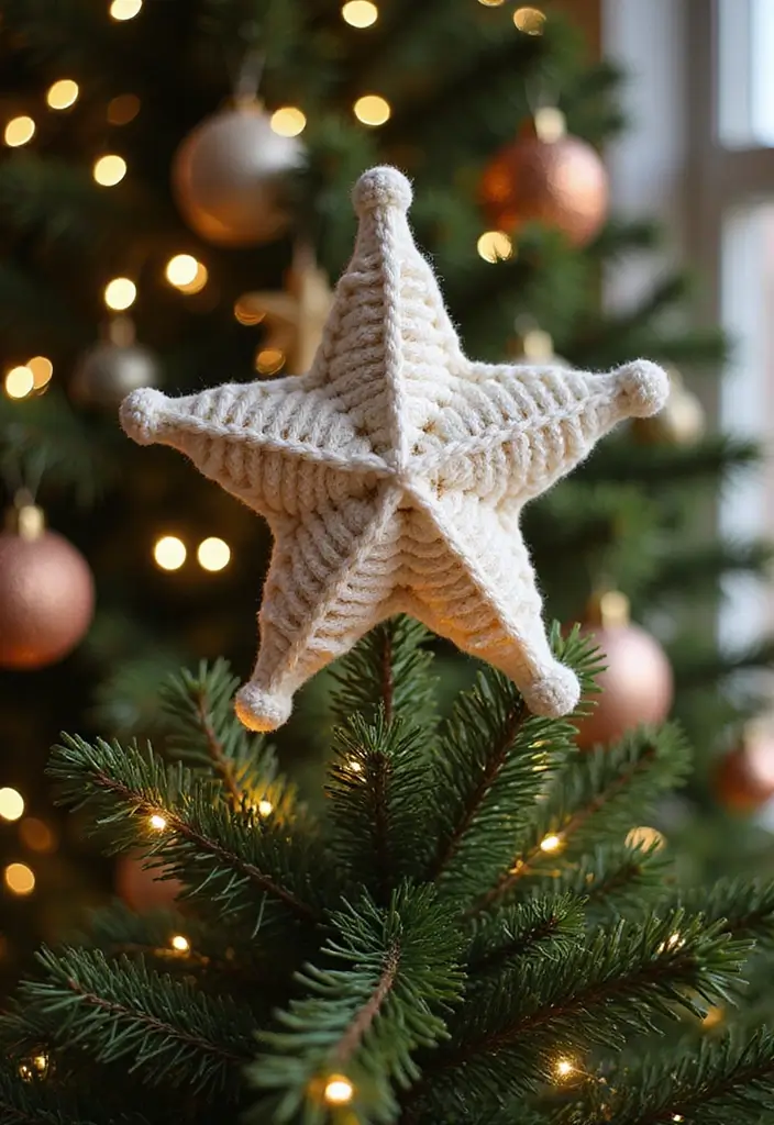 27 Bright and Beautiful Tutorials on How to Crochet a Star in Different Sizes - 8. Star Tree Topper