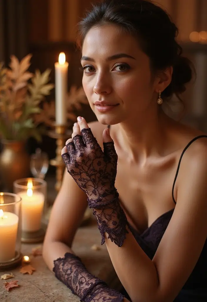 27 Cozy Crochet Fingerless Gloves Free Pattern Ideas for Autumn and Winter - 18. Elegant Evening Fingerless Gloves