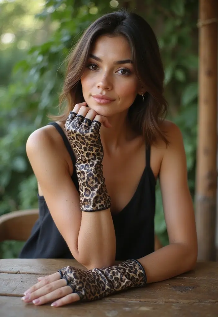 27 Cozy Crochet Fingerless Gloves Free Pattern Ideas for Autumn and Winter - 19. Animal Print Fingerless Gloves