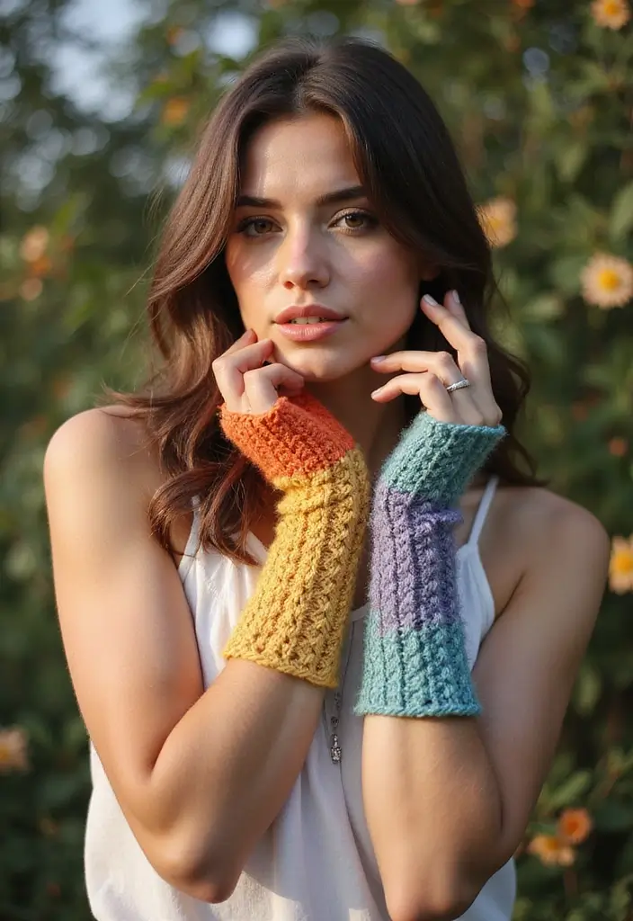27 Cozy Crochet Fingerless Gloves Free Pattern Ideas for Autumn and Winter - 21. Reversible Fingerless Gloves